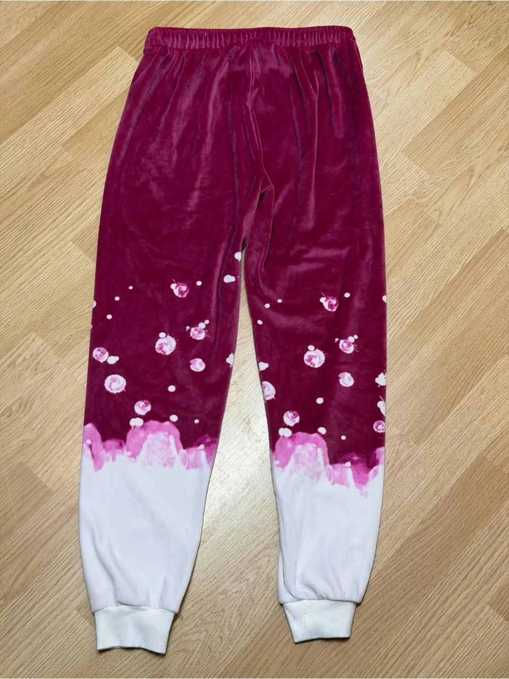 Justice Girls XL 16/18 Raspberry Velour Joggers Gold Logo Ombre Tie Dye Pants